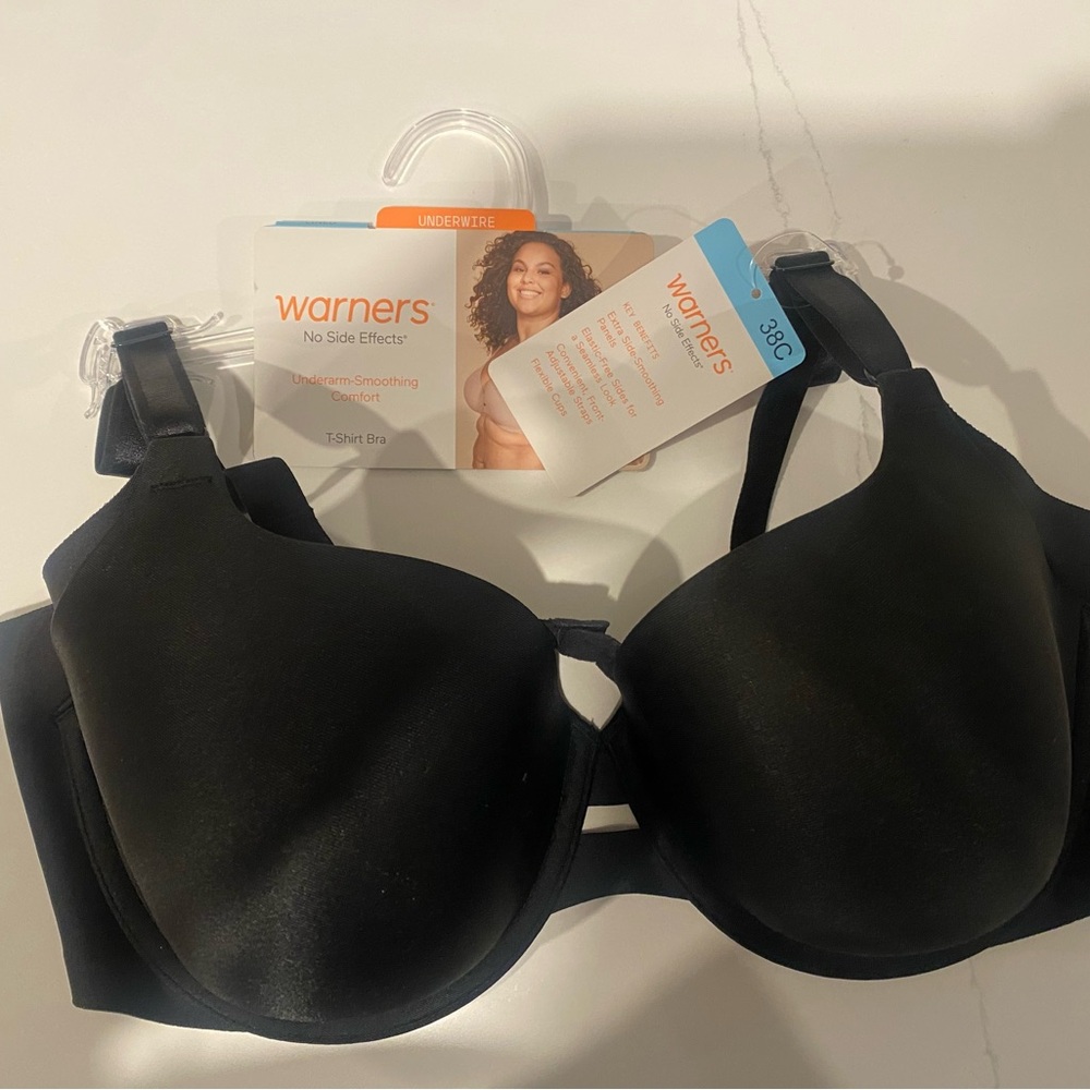 Warner's No-Slip Black T-Shirt Bra 38 C new with tag